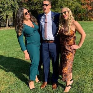 julia jordan Teal Long Sleeve Wrap Jumpsuit